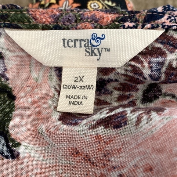 NWT Terra & Sky Peasant Blouse Womens 2X cotton Plus Ruffles Cottage core - Picture 10 of 14